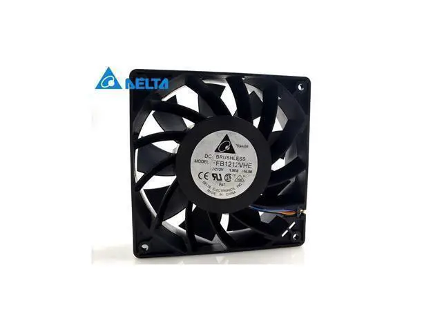 Alt view image 3 of 4 - Delta orginal FFB1212VHE 4 Wires Server Inverter Blower DC 12V 1.5A 12038 120*120*38mm Cooler Double Ball Cooling Fans