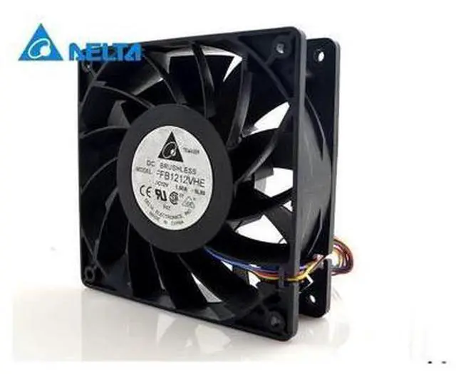 Alt view image 4 of 4 - Delta orginal FFB1212VHE 4 Wires Server Inverter Blower DC 12V 1.5A 12038 120*120*38mm Cooler Double Ball Cooling Fans