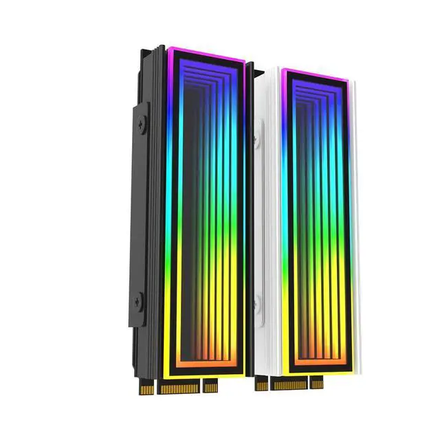 Alt view image 3 of 7 - M.2 2280 ARGB Hard Drive Heatsink Cooling M2.2280 SSD Cooler 5V 3Pin Addressable RGB Sync Multi Mainboard Efficient Heat Dissipation SSD Radiator with Thermal Pad(White)