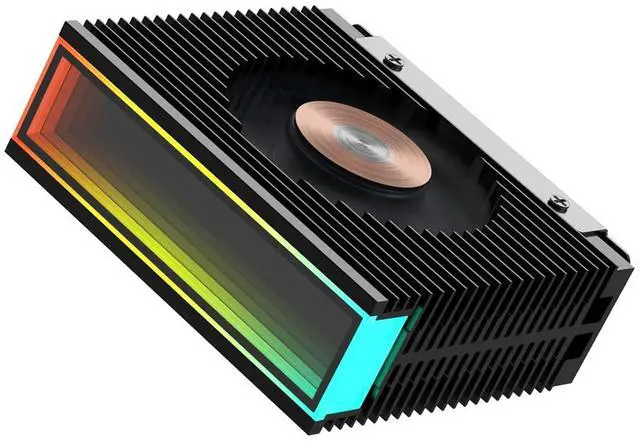 Main image of M.2 2280 ARGB Hard Drive Heatsink PWM Dual Fan Solid State Drive Radiator M2 SSD Cooling 5V 3Pin Addressable RGB Sync SSD Cooler with Thermal Pad (Black)
