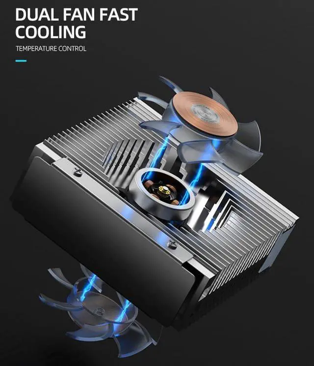 Alt view image 7 of 7 - M.2 2280 ARGB Hard Drive Heatsink PWM Dual Fan Solid State Drive Radiator M2 SSD Cooling 5V 3Pin Addressable RGB Sync SSD Cooler with Thermal Pad (Black)