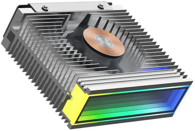 Main image of M.2 2280 ARGB Hard Drive Heatsink PWM Dual Fan Solid State Drive Radiator M2 SSD Cooling 5V 3Pin Addressable RGB Sync SSD Cooler with Thermal Pad (White)