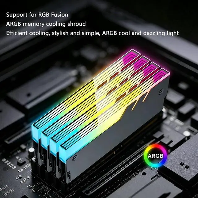 Alt view image 7 of 7 - 2Pack PC Memory Heartsink Module Radiator Memory Coolers 5V ARGB Aluminum Alloy Vest Compatible DDR4 DDR5 (White)