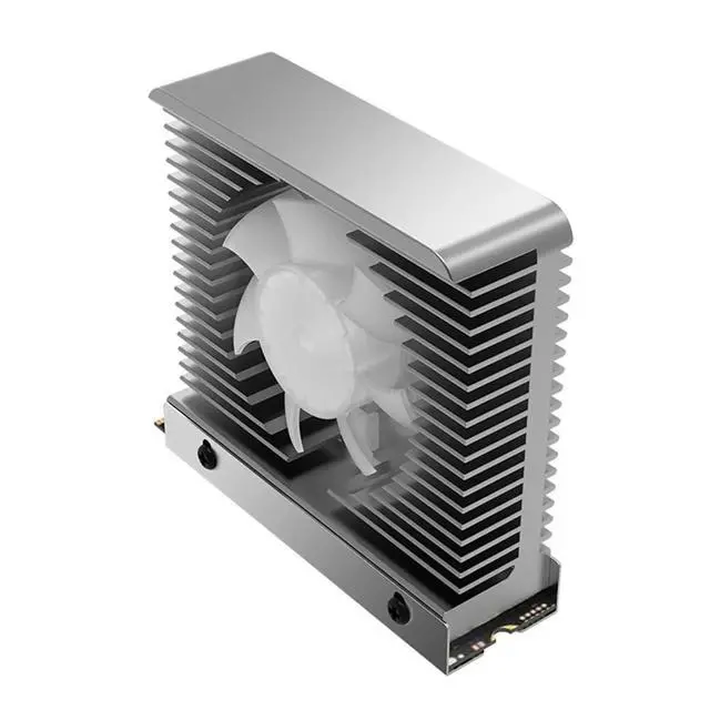 Alt view image 2 of 7 - M.2 2280 NVMe SSD Heat Sink Aluminum Alloy Radiator Dissipation Thermal Pad 5V 3PIN ARGB CNC Tower Heatsink Cooler Fan Aura Sync with Cooling Fan (White 5v 3pin ARGB)