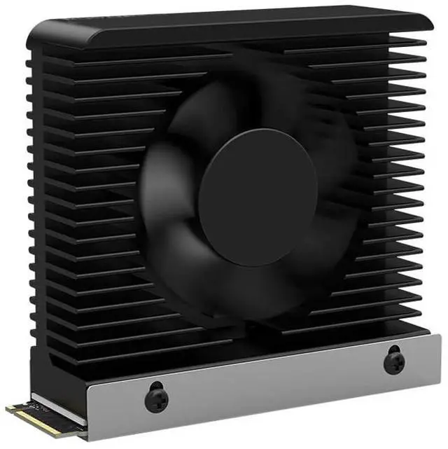 Main image of M.2 2280 NVMe SSD Heat Sink Aluminum Alloy Radiator Dissipation Thermal Pad 5V 3PIN ARGB CNC Tower Heatsink Cooler Fan Aura Sync with Cooling Fan (Black no Light)