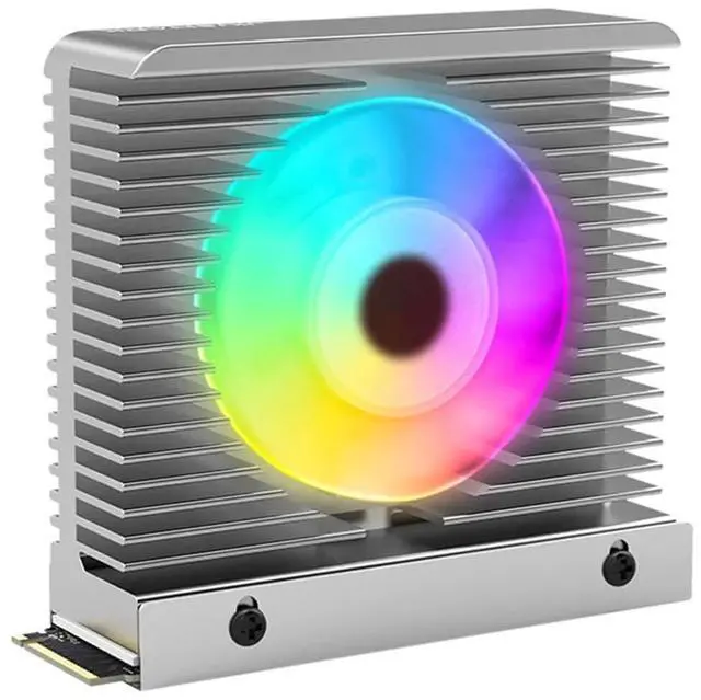 Alt view image 2 of 7 - M.2 2280 NVMe SSD Heat Sink Aluminum Alloy Radiator Dissipation Thermal Pad 5V 3PIN ARGB CNC Tower Heatsink Cooler Fan Aura Sync with Cooling Fan (Black no Light)
