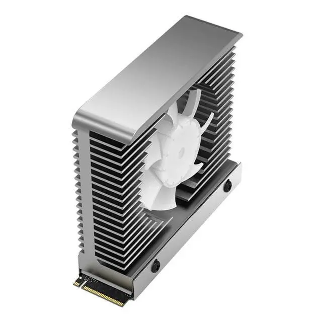Alt view image 4 of 7 - M.2 2280 NVMe SSD Heat Sink Aluminum Alloy Radiator Dissipation Thermal Pad 5V 3PIN ARGB CNC Tower Heatsink Cooler Fan Aura Sync with Cooling Fan (Black no Light)