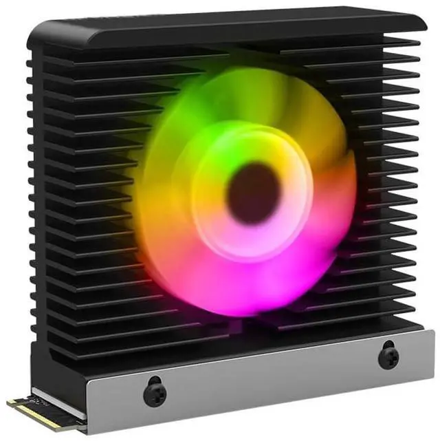 Main image of M.2 2280 NVMe SSD Heat Sink Aluminum Alloy Radiator Dissipation Thermal Pad 5V 3PIN ARGB CNC Tower Heatsink Cooler Fan Aura Sync with Cooling Fan (Black 5V 3pin ARGB)