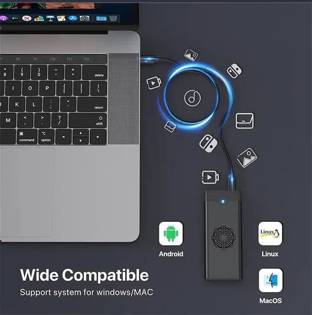 Alt view image 3 of 7 - NVME/NGFF M.2 SSD Enclosure Mobile Hard Disk Box USB3.1 10Gbp High-Speed Transmission Built-in Fan Hard Drive Aluminum Alloy Enclosure (Gray Silver)