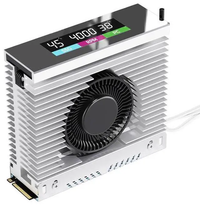 Main image of M.2 2280 Solid State Drive Cooler Digital Display SSD Heatsink with Intelligent Temperature Control PWM Turbine Fan IPS Color Screen MCU