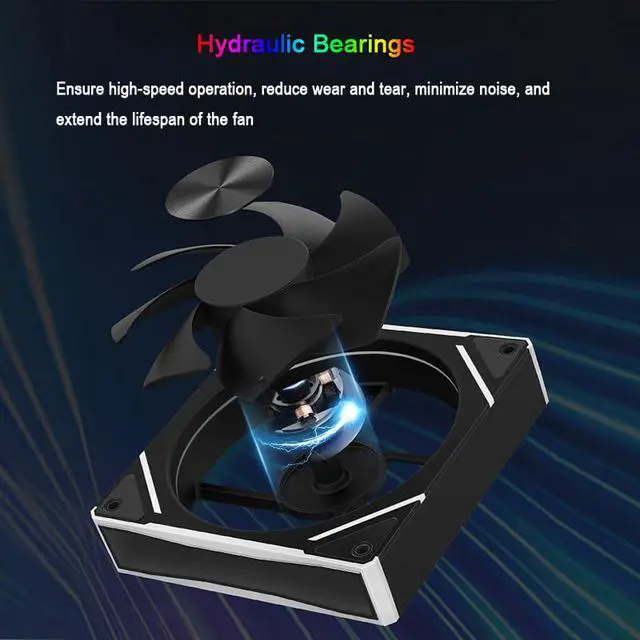 Alt view image 4 of 7 - 120mm Case Fan 5V 3Pin ARGB 4PIN PWM Cooler Heatsink Addressable RGB Chassis Case Fan Radiator for Desktop Computer (Black, Forward Direction)