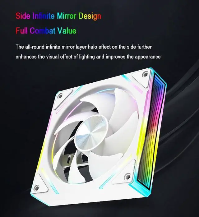 Alt view image 6 of 7 - 120mm Case Fan 5V 3Pin ARGB 4PIN PWM Cooler Heatsink Addressable RGB Chassis Case Fan Radiator for Desktop Computer (Black, Forward Direction)