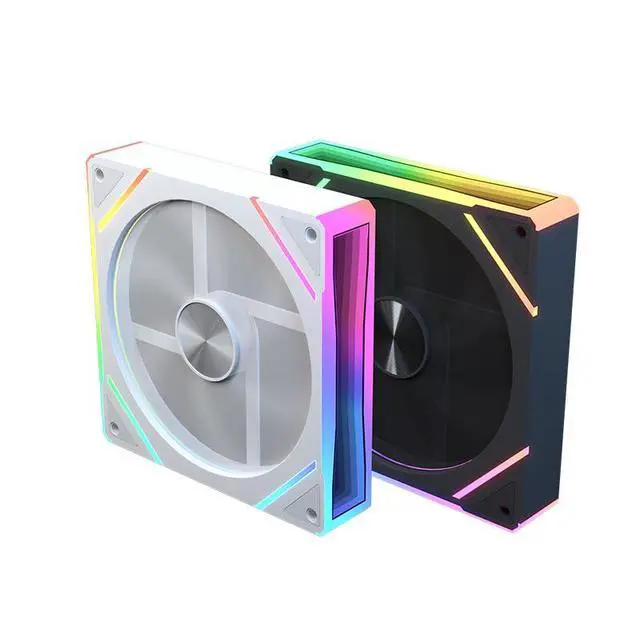 Alt view image 2 of 7 - 120mm Case Fan 5V 3Pin ARGB 4PIN PWM Cooler Heatsink Addressable RGB Chassis Case Fan Radiator for Desktop Computer (Black, Forward Direction)