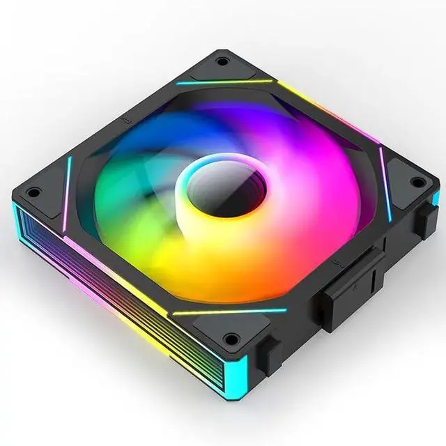 Main image of 120mm ARGB Case Fan Mirror Cycle Light 800-2000rpm PWM Chassis Water Cooling Ventilador Fan Wireless Stitching Case Fan (Black Reverse)