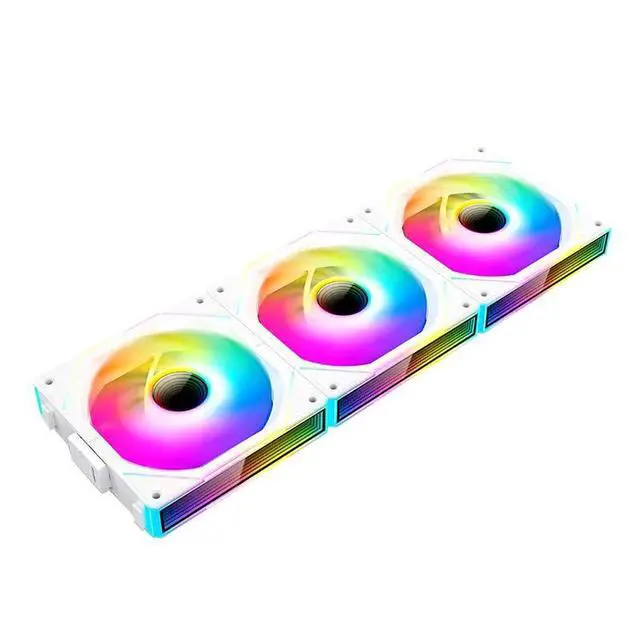 Alt view image 2 of 7 - 120mm ARGB Case Fan Mirror Cycle Light 800-2000rpm PWM Chassis Water Cooling Ventilador Fan Wireless Stitching Case Fan (White Forward)
