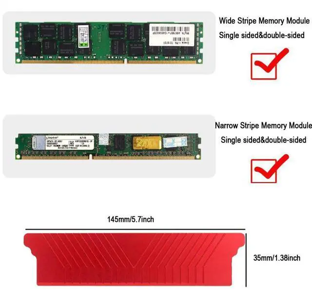 Alt view image 7 of 7 - Desktop Memory Heatsink Aluminum Alloy RAM Heatsink Radiator Memory Cooling Vest Memory Bar Armor Heat Dissipation Pad for Desktop DDR4 DDR5 Memory (Black)