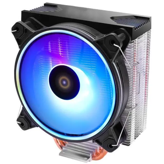 Alt view image 3 of 7 - CPU Cooler 4 Copper Heatpipes 120mm Fan Single-Tower RGB CPU Air Cooler for LGA 1151 1150 1155 1156 AM4 AM3+ AM2 FM2+ FM2 FM1