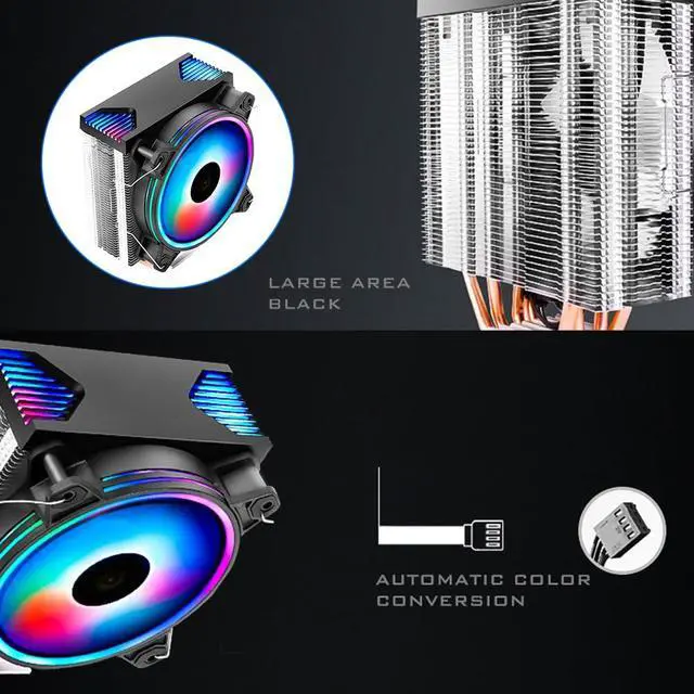 Alt view image 5 of 7 - CPU Cooler 4 Copper Heatpipes 120mm Fan Single-Tower RGB CPU Air Cooler for LGA 1151 1150 1155 1156 AM4 AM3+ AM2 FM2+ FM2 FM1