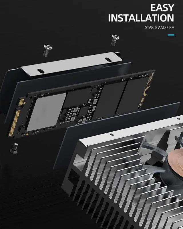 Alt view image 6 of 7 - M.2 2280 ARGB Hard Drive Heatsink PWM Dual Fan Solid State Drive Radiator M2 SSD Cooling 5V 3Pin Addressable RGB Sync SSD Cooler with Thermal Pad (Black)