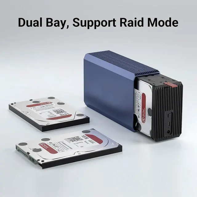 Alt view image 3 of 7 - Dual 2.5" / 3.5" SATA Hard Disk Array Cabinet Dual Bays Hard Drive Enclosure with RAID Function USB3.0 Serial Port Disk Array Box with Fan for Desktop PC Laptop
