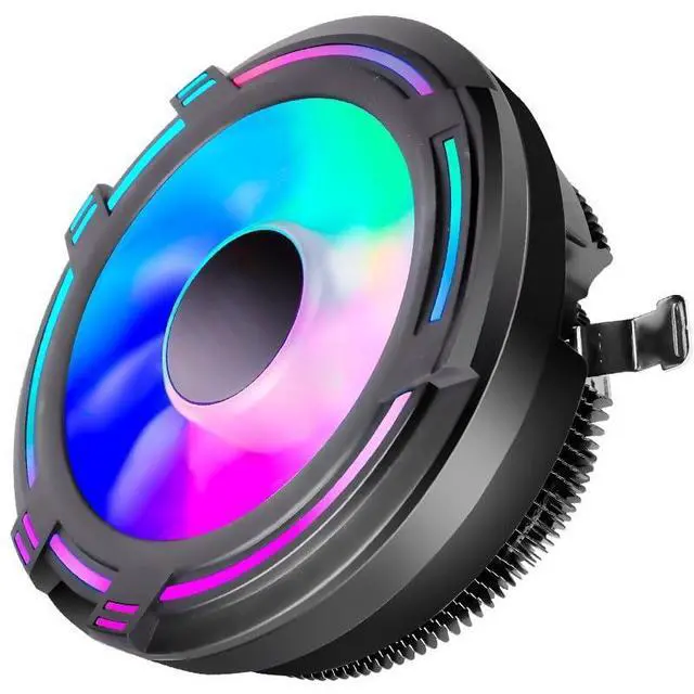 Alt view image 2 of 7 - RGB PC Fans CPU Cooler Radiator DC 12V 3Pin Colorful 120mm CPU Cooling Fan PC Heatsink for Intel/AMD Support Under 95W CPU