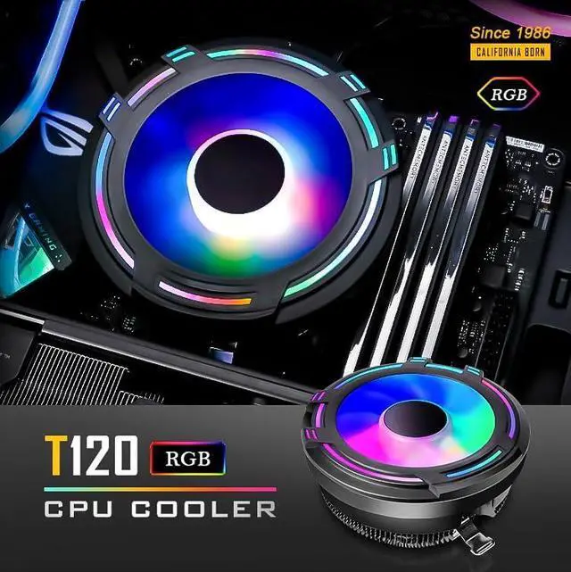 Alt view image 6 of 7 - RGB PC Fans CPU Cooler Radiator DC 12V 3Pin Colorful 120mm CPU Cooling Fan PC Heatsink for Intel/AMD Support Under 95W CPU