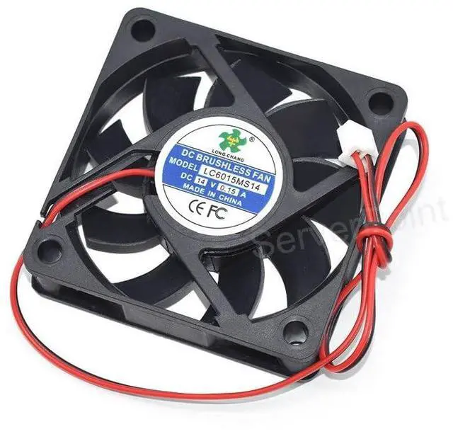 Alt view image 5 of 7 - 6CM New Square Cooling Fan 2PIN LC6015MS14 DC14V 0.15A 6015