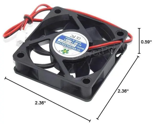 Alt view image 7 of 7 - 6CM New Square Cooling Fan 2PIN LC6015MS14 DC14V 0.15A 6015