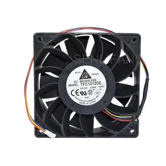 Alt view image 2 of 2 - for TFC1212DE Server Cooling Fan DC12V 3.90A 12CM 5200RPM 252CFM 4-Wire