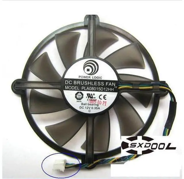Main image of For ASL Unimax GALAXY ZOTAC 9600 9800GT 240 440 550 6850 Graphics Card Fan R128015DM 2-wire, PLA08015D12HH 4-wire Gray
