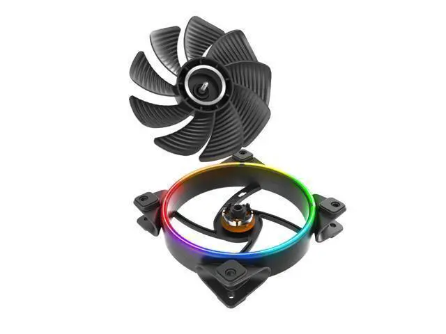Alt view image 4 of 5 - RGB HALO 14cm Computer Case Adjust Fan 12V 4PIN RGB Quiet PWM Fans 140mm CPU Cooler Water Cooling Replace Fan
