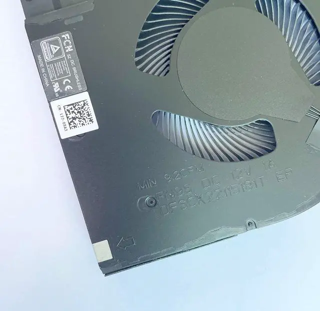 Alt view image 7 of 7 - Replacement CPU+GPU Cooling Fan for Dell 2021year G15 5510 RTX3060 G15 5510 RTX3050 G15 5511 RTX3050 G15 5515 RTX3050 Series DC12V 1A DFSCK22115181T FN9S 9.2CFM DFSCK22105182Q FN9R 9.6CFM