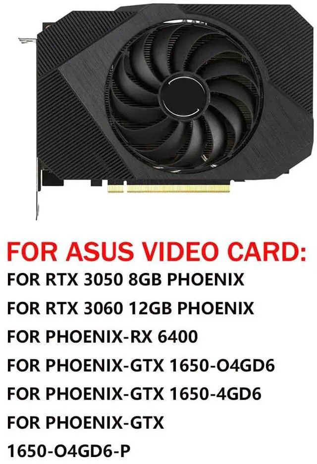 Alt view image 3 of 7 - Graphics Card Cooling Fans Suitable for ASUS Phoenix GTX 1650 RTX 3050 3060 RX 6400 Series FDC10U12D9-C 95mm 12V 0.45A 6 Pin 4 Wires Desktop Video Card Cooler Fans GPU Fan