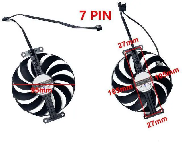 Alt view image 4 of 7 - Graphics Card Cooling Fans Suitable for ASUS ATS RTX 3060 Dual RTX 3060Ti 3070 Series Desktop FDC10U12S9-C 95mm 12V 0.45A 7Pin 6wires Video Card Cooler Fans GPU Fan (2PCS)