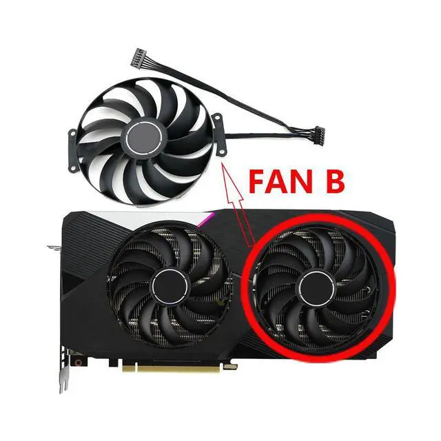 Alt view image 2 of 7 - Graphics Card Cooling Fans Suitable for ASUS ATS RTX 3060 Dual RTX 3060Ti 3070 Series Desktop FDC10U12S9-C 95mm 12V 0.45A 7Pin 6wires Video Card Cooler Fans GPU Fan (Fan-B)