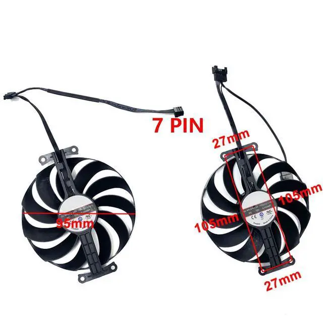 Alt view image 4 of 7 - Graphics Card Cooling Fans Suitable for ASUS ATS RTX 3060 Dual RTX 3060Ti 3070 Series Desktop FDC10U12S9-C 95mm 12V 0.45A 7Pin 6wires Video Card Cooler Fans GPU Fan (Fan-B)