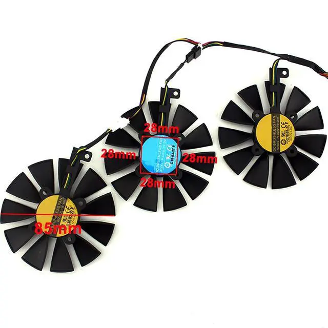 Alt view image 4 of 7 - Graphics Card Cooling Fan Replacement for Asus ROG Strix GTX 1060 1070 1070Ti 1080 1080Ti RX 570 580 480 Dragon GTX1070 Gaming Series PLD09210S12HH 85mm 12V 0.4A 6Pin Video Card Cooler Fans (3PCS)