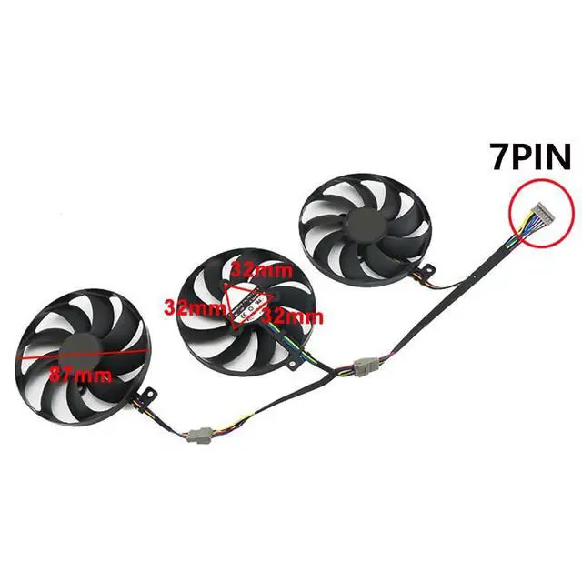 Alt view image 4 of 7 - Graphics Card Cooling Fan Replacement for ASUS ROG Strix RX 5700 5700XT 5600XT Gaming RTX 2070S 2080 2080S 2080Ti R Series 87mm FDC10H12S9-C 12V 0.35A 7Pin Video Card Cooler Fans GPU Fan