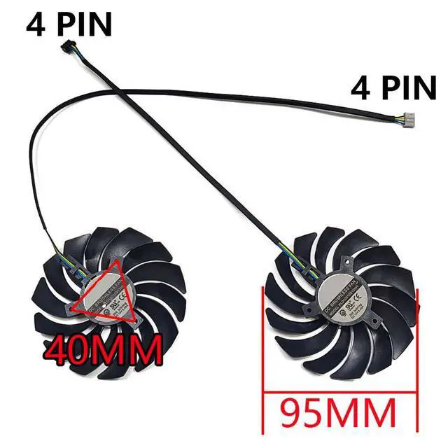 Alt view image 4 of 7 - 2pcs/ lot Graphics Card Cooling Fans Suitable for MSI RTX 3050 3060 3060TI 3070 Ventus 2X RX 6600 6600XT 6650XT 6700XT 6750XT MECH 2X Series Desktop PLD10010S12HH 95mm 12V 0.40A 4Pin (2pcs)