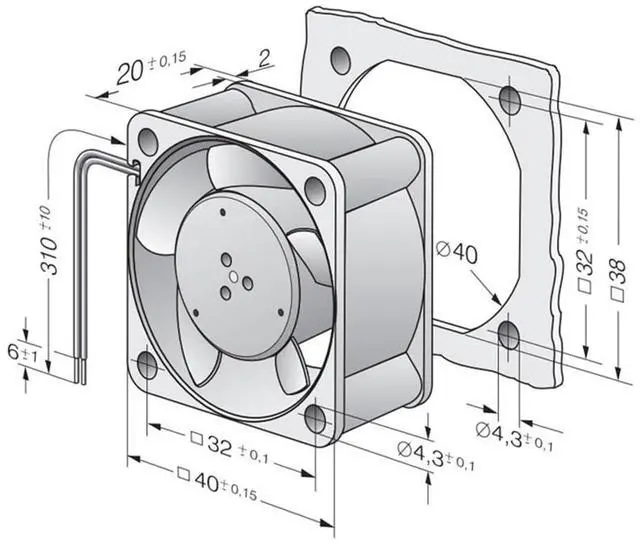 Alt view image 6 of 6 - 414/2H 4020 24V 0.07A 1.6W 40x40x20mm Inverter DC 3-Wire Cooling Fan