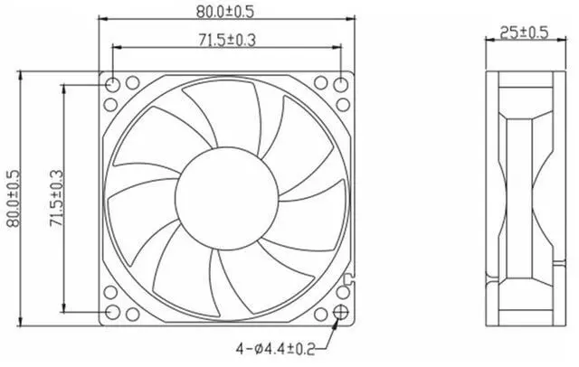 Alt view image 6 of 6 - 80MM for NIDEC D08A-24TS2 05 8025 DC24V Fan 0.23A 8CM 80 * 80 * 25mm VFD Cooling Fan (3pin)
