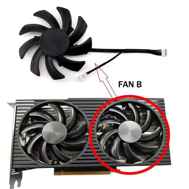 Alt view image 2 of 7 - Graphics Card Cooling Fans Suitable for for Dell RTX 3060TI 3060 for Lenovo RTX 3060TI 3060 for HP RTX 3060TI 3060 Series Desktop FDC10H12D9-C 12V 0.35A 85mm 4Pin Video Card Cooler Fans (Fan-B)
