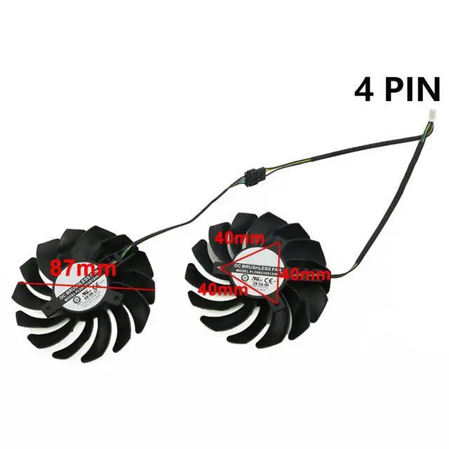 Alt view image 3 of 6 - Graphics Card Cooling Fans Suitable for MSI Radeon RX 5600XT 5700XT 5700 MECH Series Desktop PLD09210S12HH 87mm 12V 0.40A 4Pin Video Card Cooler Fans GPU Fan (2PCS)