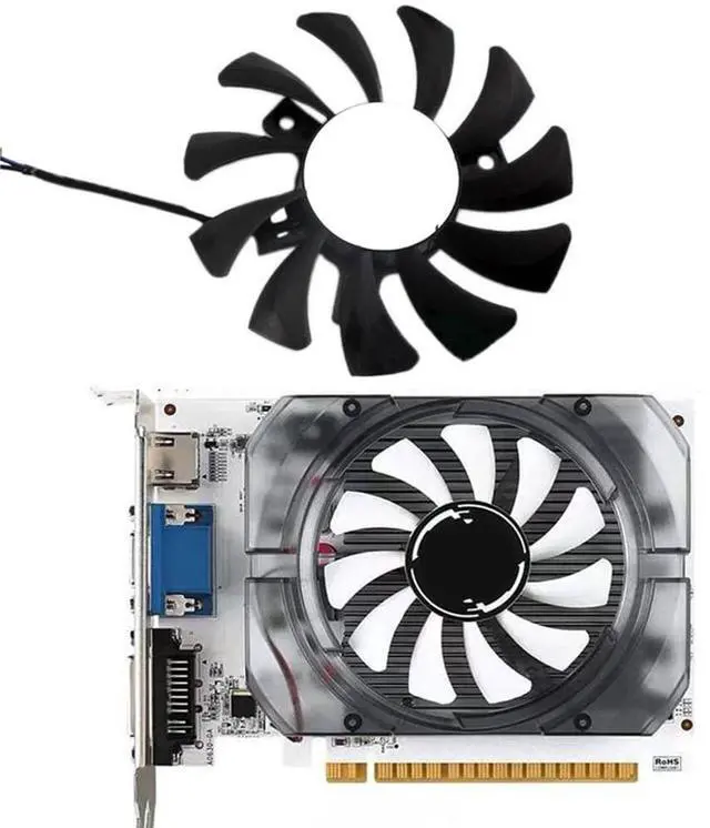 Alt view image 2 of 7 - Graphics Card Cooling Fans Suitable for MSI GeForce GT730 N730 N740 N750 GTX1030 OCV1 ITX GTX 750Ti 750 740 730 AERO ITX R7 250 Series Desktop HA8010H12F-Z 75mm 12V 0.50A 2Pin GPU Fan