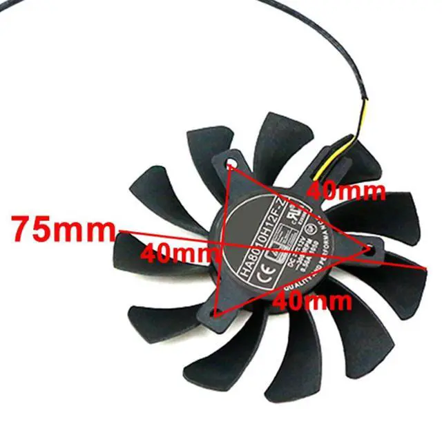 Alt view image 4 of 7 - Graphics Card Cooling Fans Suitable for MSI GTX 750Ti 750 740 730 ITX R7 250 N750TI N750 N740 N730 Series Desktop HA8010H12F-Z 75mm 12V 0.50A 2Pin Video Card Cooler Fans GPU Fan