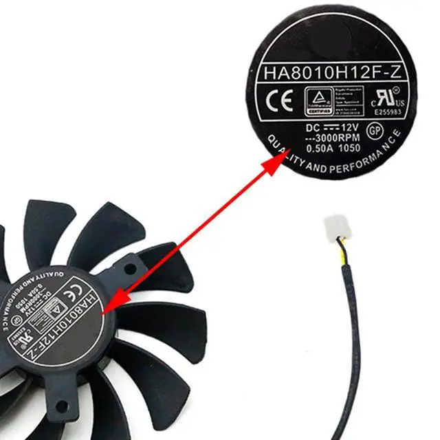 Alt view image 5 of 7 - Graphics Card Cooling Fans Suitable for MSI GTX 750Ti 750 740 730 ITX R7 250 N750TI N750 N740 N730 Series Desktop HA8010H12F-Z 75mm 12V 0.50A 2Pin Video Card Cooler Fans GPU Fan