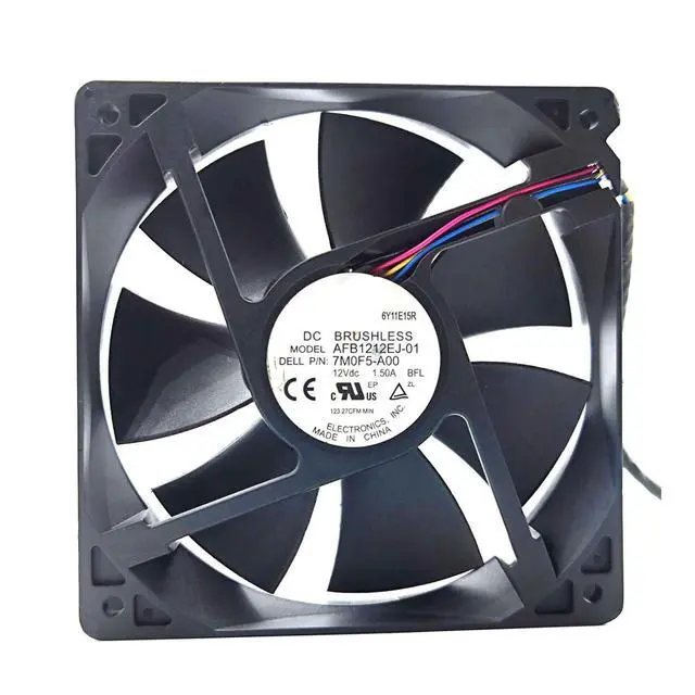 Alt view image 2 of 5 - Case Fan for Dell XPS 8930 8920 8910 Alienware Aurora R5 R6 R7, Top Front Fan, P/N: 7M0F5-A00 13P1-4ZN0201 AFB1212EJ-01, 120x120x25mm 12V 1.50A Cooling Fan
