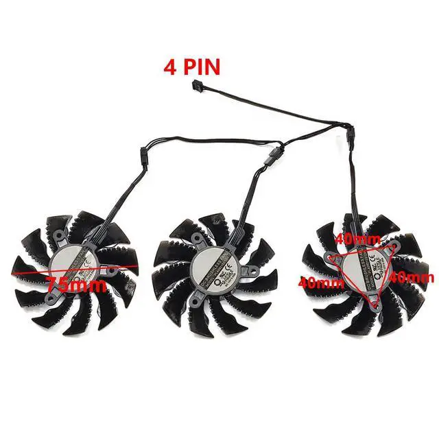 Alt view image 4 of 7 - Graphics Card Cooling Fans Suitable for Gigabyte GeForce RTX 3070 3070Ti Eagle RTX 3060 3060Ti Gaming Radeon RX 6500XT 6600XT 6700XT Gaming Series Desktop 75mm PLD08010S12HH 12V 0.35A 4 Pin GPU Fan