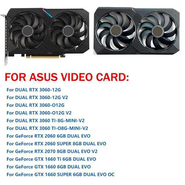 Alt view image 2 of 7 - Graphics Card Cooling Fan Replacement for ASUS RTX 3060 3060Ti Mini Dual RTX 2060 2070Ti GTX1660Ti Dual EVO GTX1660 GTX1660 Super OC Gaming Series 90MM CF9010U12S 12V 0.45A 6PIN GPU Fans (2PCS)