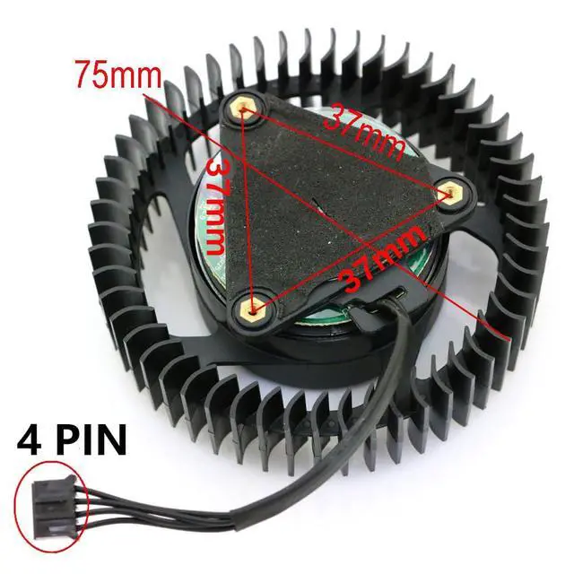 Alt view image 4 of 7 - Graphics Card Cooling Fans Suitable for Gigabyte GTX 1080 1080Ti RTX 2080 2080Ti Turbo Series Desktop PLB07525B12HH 75mm 12V 1.2A 4Pin Video Card Cooler Fans GPU Fan